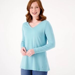 Isaac Mizrahi essentials sea salt blue long sleeve tunic XL